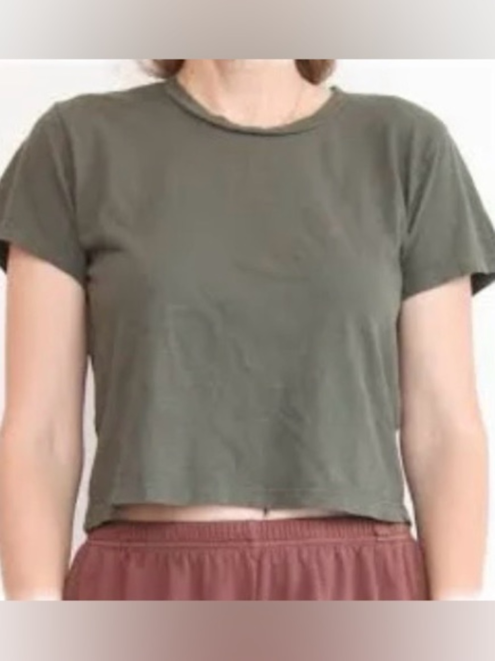 Jungmaven Lorel Olive green Crop Tee, size XL Short Sleeve Crewneck hemp organic
